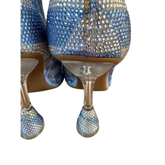 Gianni Bini Blue Rhinestone Embellished 4" Heel Ankle Boots Size 9.5 - Picture 7 of 11